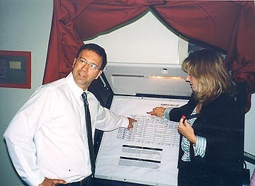 [Mayor Griffo points to new computerized ballot]